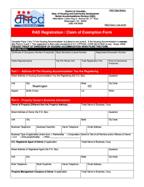 RAD Registration Claim of Exemption Form - Yarmouth M