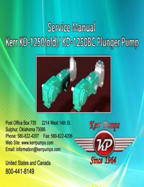 KERR PUMP CORPORATION SERVICE MANUAL