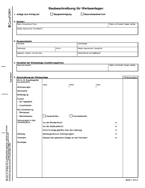 Baubeschreibung fr Werbeanlagen