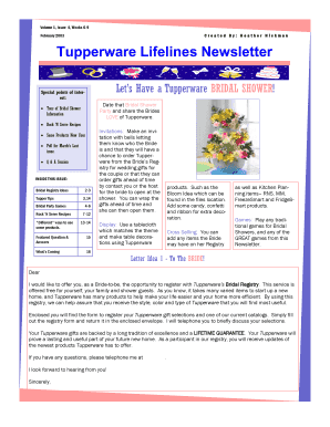 Tupperware Lifelines Newsletter - American Dream