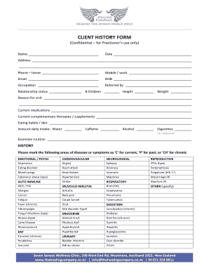 CLIENT HISTORY FORM - The Healing Company - thehealingcompany co