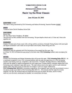 YORKTOWN SWIM CLUB And PENDLETON SWIM CLUB HOST Racin by