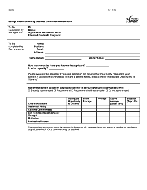 Appeal letter for school - Recommendation Letter Form - Volgenau School of Engineering