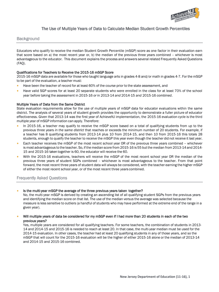 Fillable Online The Use of Multiple Years of Data to Calculate Median
