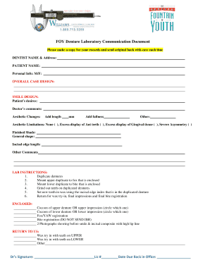 FOY Denture Laboratory Communication Document