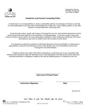 Sensitivity Formal Counseling Policy - training4lifeorg