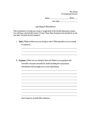 Lab Report Worksheet - Tolland High School - ths tolland k12 ct