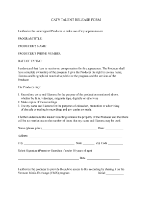 Rabies antibody titer test - CATV TALENT RELEASE FORM - catv8