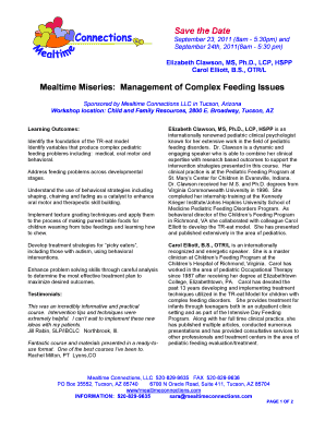 Save the Date Mealtime Miseries: Management of Complex Feeding ...
