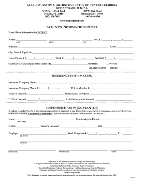 Allergy, asthma, arthritis center of central florida patient's information ...