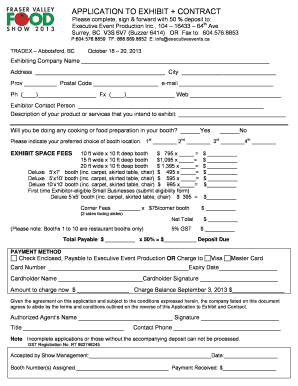 APPLICATION TO EXHIBIT + CONTRACT Please complete, sign &