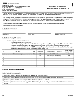 Masshealth verification documents - B2014b-2015 independent aggregate verification - Otis College of Art bb - otis