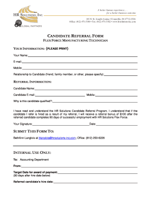 CANDIDATE REFERRAL FORM FLEX FORCE MANUFACTURING TECHNICIAN
