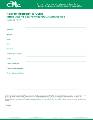 Group Analytic Training Registration Form