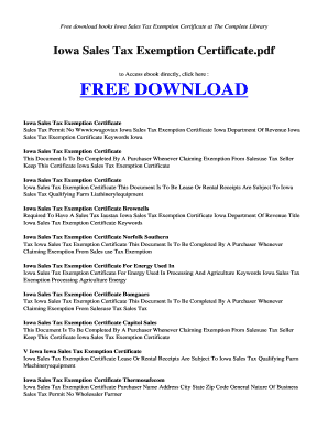 Iowa Sales Tax Exemption Form Pdf