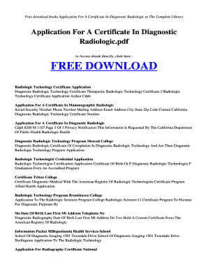 APPLICATION FOR A CERTIFICATE IN DIAGNOSTIC RADIOLOGICPDF Free Download and Read Books APPLICATION FOR A CERTIFICATE IN DIAGNOSTIC RADIOLOGIC PDF - radiorusak esy