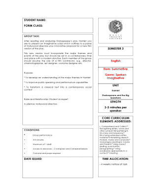 STUDENT NAME FORM CLASS SEMESTER 2 English - mic org