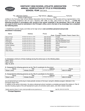 Kentucky high school athletic association annual verification of title ix bb - khsaa