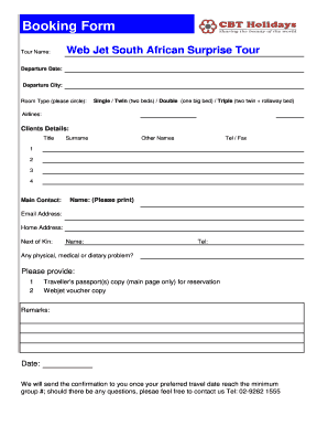 Booking Form - Webjet