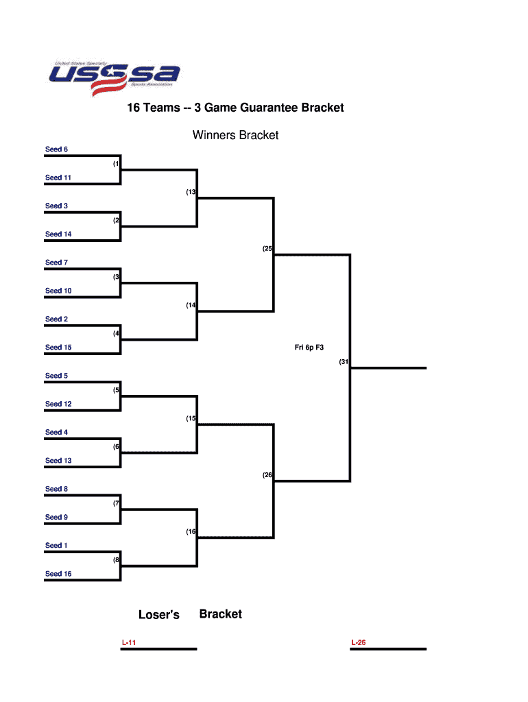 Fillable Online 16 Teams 3 Game Guarantee Bracket Fax Email Print