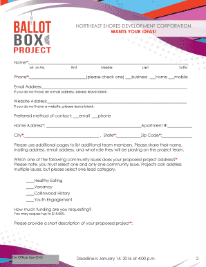 School project proposal ideas - Ballot Box Project Proposal Form - Welcome to Collinwood