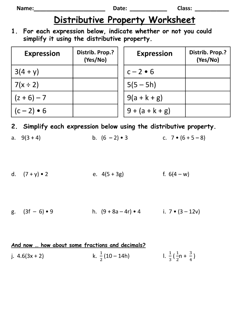 Distributive Property Worksheet - Fill and Sign Printable Template With Regard To Distributive Property Equations Worksheet