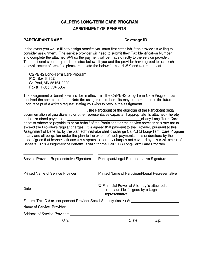 Assignment Of Benefits Form - Fill and Sign Printable Template With claim assignment agreement template
