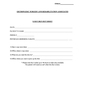 X-ray Sign Out Sheet - Orthopaedic Surgery and Rehabilitation ...