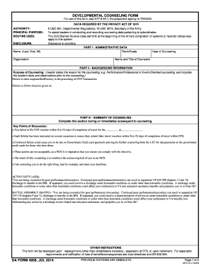 Developmental counseling examples - Failure to meet suspense/Inefficiency in the processing of - wizardnet