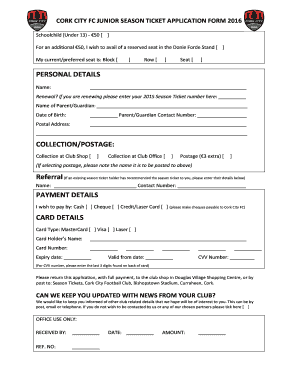 Personal details collection/postage: payment details ... - CorkCityFC.ie - corkcityfc