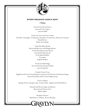 Fillable Online Buffet breakfast sample menu Fax Email Print - pdfFiller
