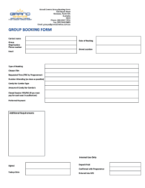 Fillable ticket template - Group booking form - Grand Cinemas
