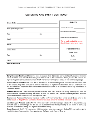 Event contract example - CATERING AND EVENT CONTRACT - bcodesmillbbcomb