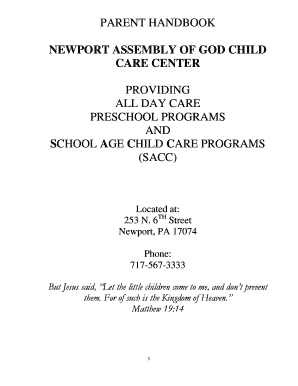 Parent handbook newport assembly of god child care center ... - newportassembly