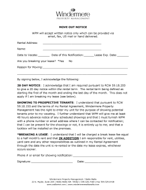 Fillable Online Move Out Notice (PDF) - Property Management- Walla ...