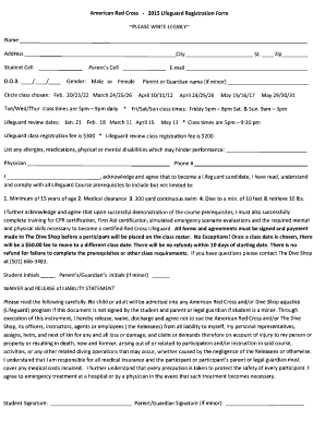 American Red Cross - 2015 Lifeguard Registration Form "PLEASE ...