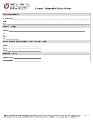 Contact Information Update Form - San Antonio Campus