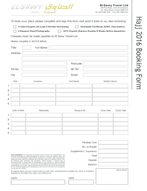 Download Hajj Booking Form - El-Sawy Travel
