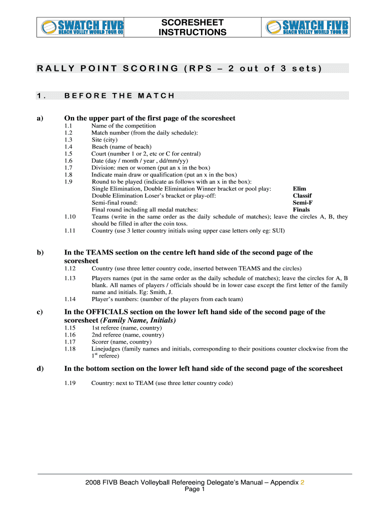Fillable Online RALLY POINT SCORING (RPS 2 out of 3 sets) Fax Email