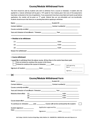 CourseModule Withdrawal Form - Avid College