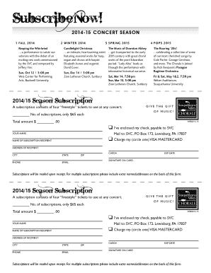 Concession stand sign up sheet template - Subscribe Now - Susquehanna Valley Chorale - svcmusic