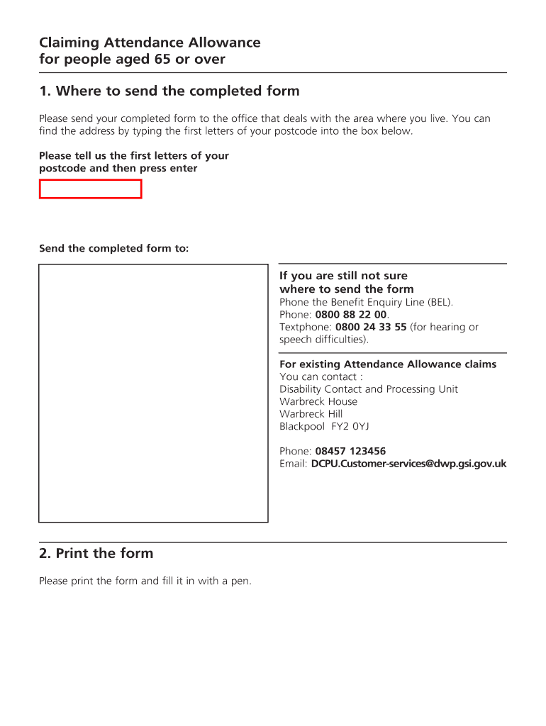 Fillable Online madeleypractice co Attendance Allowance PDF file