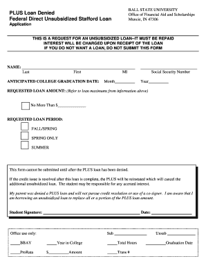 PLUS Loan Denied Federal Direct Unsubsidized Stafford bb ...