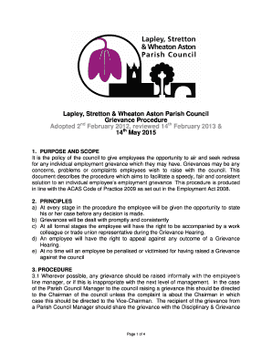 On call agreement template - Grievance Procedure - Lapley, Stretton & Wheaton Aston Parish ... - wheatonastonparishcouncil gov