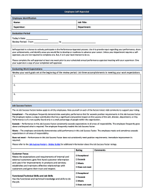 Employee Self-Appraisal Employee Identification Name - City of ...