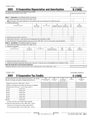 2005 S Corp Depreciation and Amortization S Corp Tax Credits S Corp Capital Gains and Losses and Built-in Gains S Corp Dividend Income Deduction California Schedules B 100S C 100S D 100S and H 100S - ftb ca