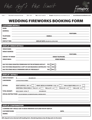 Wedding Fireworx Booking Form - Fireworx Scotland - fireworxscotland co