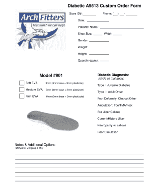 Diabetic A5513 Custom Order Form - bArchfittersb - archfitters