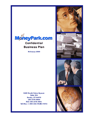 Confidential Business Plan February 2000 9480 South Union Square Suite 204 Sandy, UT 84070 (801)5768650 FAX (801)5768651 Toll Free 1888522PARK (7275) Disclaimer This confidential Business Plan (the Plan) is being furnished by MoneyPark, Inc