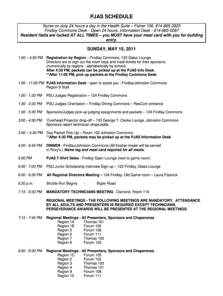Fillable Online PJAS SCHEDULE Fax Email Print pdfFiller